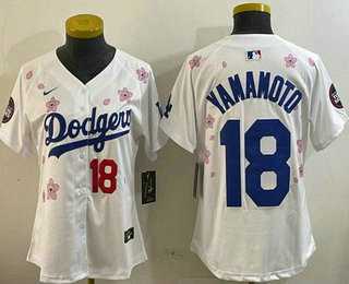 Womens Los Angeles Dodgers #18 Yoshinobu Yamamoto White 2025 Tokyo Series Limited Jersey->mlb womens jerseys->MLB Jersey